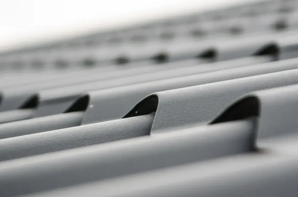 Gray standing-seam metal roofing panels